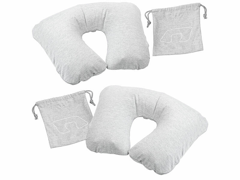 2 coussins cervical ergonomiques gonflables Pearl oreiller voyage nuque