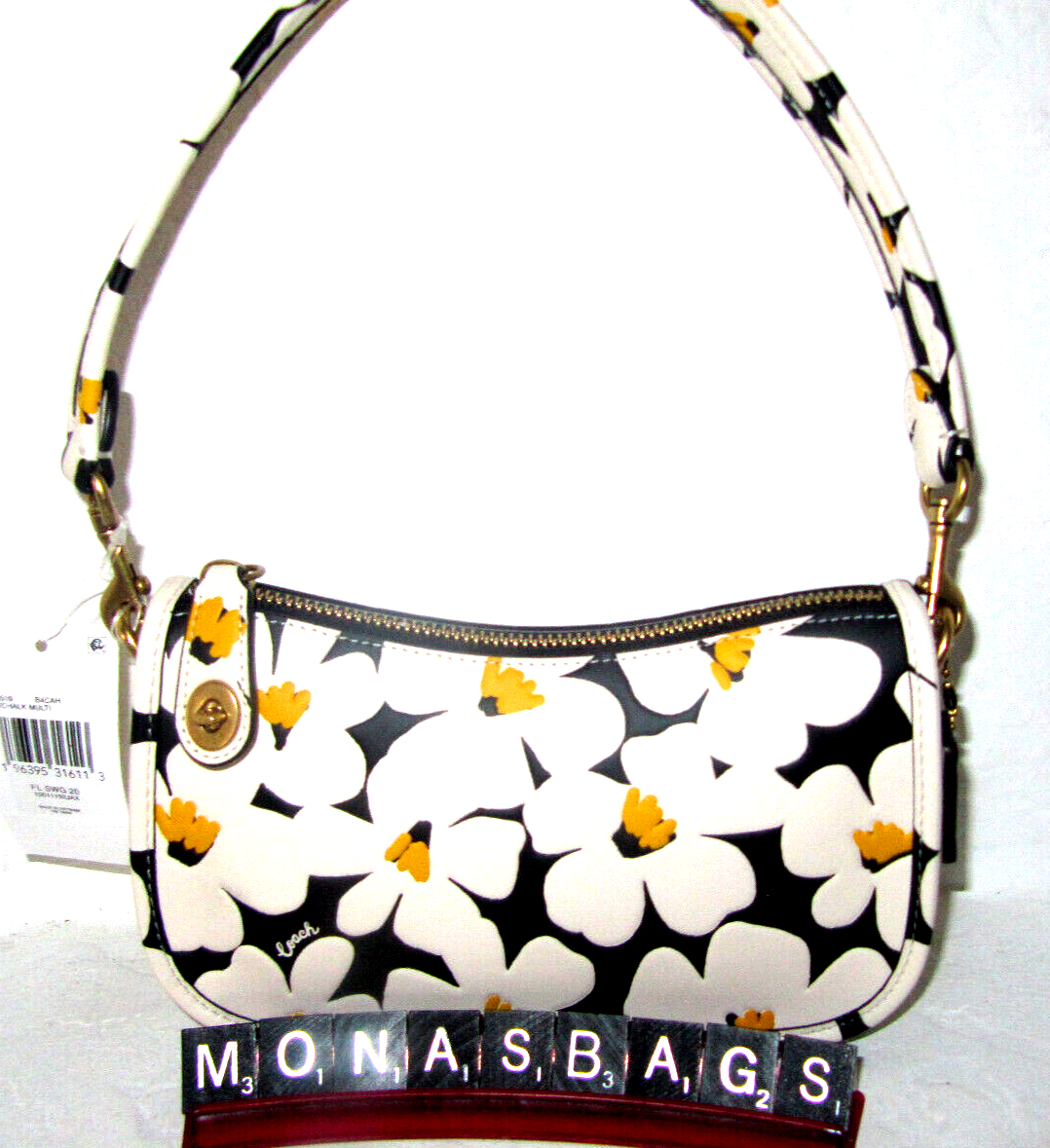 Coach New CR509 Calf Leather Swinger 20 Shoulder Bag Daisy Print