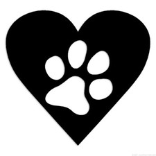 Dog Paw Heart Love - Decal Sticker - Multiple Colors Sizes - ebn6565