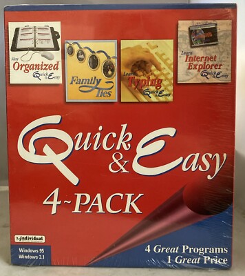 Vintage 1996 Quick & Easy 4-Pack Family Ties Organized Typing Internet Explorer