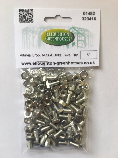 50 VITAVIA CROPPED Rectangular Greenhouse Nuts & Bolts Aluminium m6 Screws