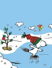 Charlie Brown Christmas Ice Skating Snoopy 8x10 Quilters and Craft Fabric Block
