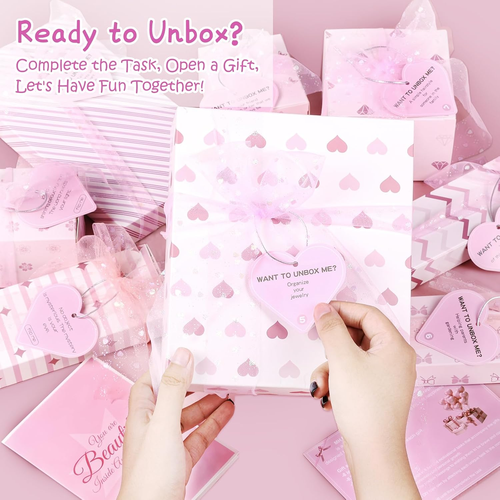 Christmas Gifts for Teen Girls, Pink Gifts Basket Birthday Graduation Gifts Box - Picture 3 of 12