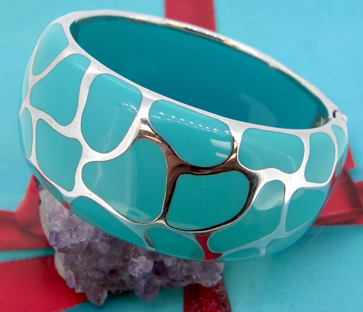 Angelique de Paris Sterling Silver Turquoise Opened Bangle
