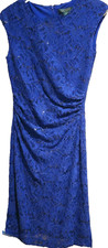 SZ 2 LADIES SPARKLE LACE ROYAL BLUE COCKTAIL DRESS by LAUREN RALPH LAUREN ~ NWT