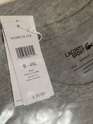 Lacoste Sport Men's Cotton Jersey T-Shirt in Grey TH180151CCA, 9