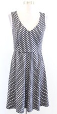 NWT Ann Taylor Loft Geometric V Neck Fit and Flare Dress size 2 Black White Gray