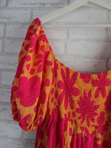 Proud Poppy women's a-line dress red yellow 16 floral shirred puff short sleeve - Picture 8 of 10