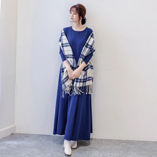 Nuevo Maxi Vestido Informal de Moda para Mujer de Gran Tamaño Suelto Mangas Largas Cuello Redondo - Imagen 5 de 24