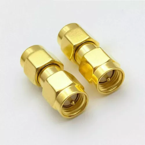 2x SMA male plug to SMA male plug straight connector - UK Seller