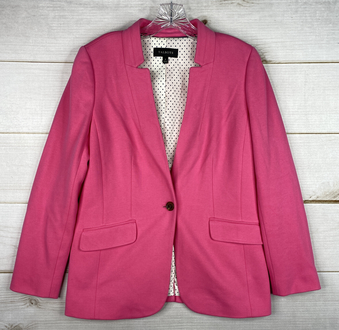 Talbots Blazer Womens Sz 8 Pink Polka 
