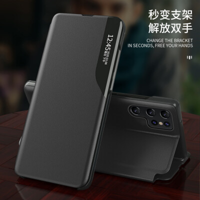 For Samsung Galaxy S24+ Ultra Magnetic Flip Leather Smart View Hard Case Cover