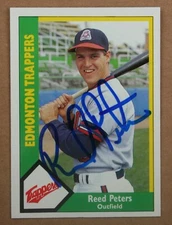 AUTOGRAPHED - Reed Peters CMC #17 Edmonton Trappers 1990 AAA