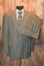 Hart Schaffner Marx Men Beige Wool 2 Front Button Suit Sz 41L Wst 36x30