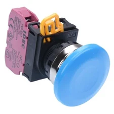 IDEC Blue 22mm Metal Bezel Mushroom Maintained Push Button Switch NC IP65