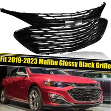 3PCS Front Upper Bumper Grille Gloss Black Grill Fit Chevrolet Malibu 2019-2023