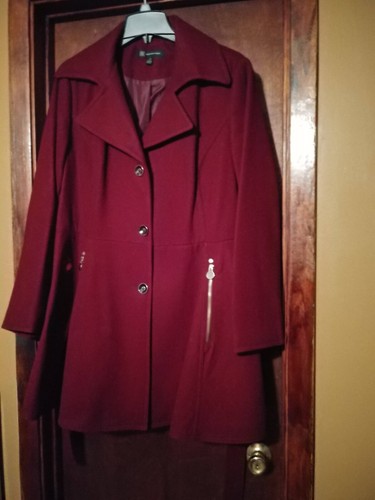 Women Coat size 1X brand I.N.C new without tags flared bottom with tie belt - Picture 3 of 11