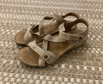 new TAOS Trulie Woven Leather Ankle Strap Comfort Sandals