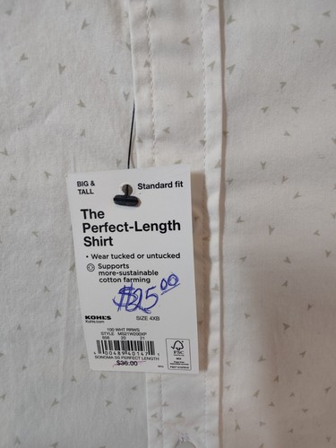 Sonoma Big&Tall Mens4XB Short Sleeve The Perfect Length Shirt White Arrow Print - Picture 5 of 15