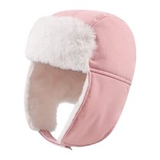 Waterproof Windproof Winter Baby Beanie Fleece Lined Kids 3-6 Years Baby Pink