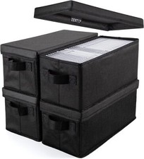 Four-Pack CD Storage Boxes Holds up to 165 Discs or 30 CDs in Cases Black