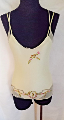 NWOT FENDI BATHING SWIMSUIT MESH EMBROIDERED FLOWERS CHARTREUSE SIZE 42