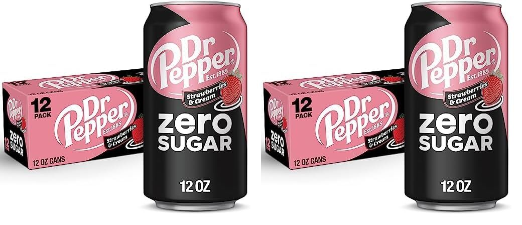 24 Pack) Dr Pepper Strawberries & Cream Soda Soft Drink