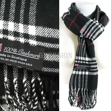 Winter Unisex 100% Cashmere Plaid Scotland Made Solid Striped Scarves Wool Scarf