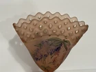 Vintage Pink Satin Hand Painted Lattice Fan Vase Fenton?