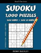 Sudoku Puzzle Book, 1,000 Puzzles, 500 Hard And 500 Extra Hard, Solutions I...