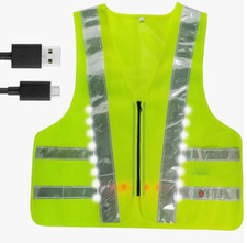 Lot of 8: LED Illuminated Reflective High Visibility Vest, USB Charging