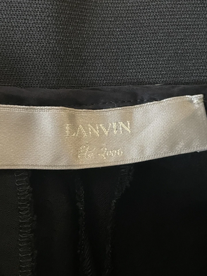 Pantalones negros para mujer Lanvin Paris IT 40 US 4 lana/lino ajustados moto diseñador gótico Foto 4 de 4