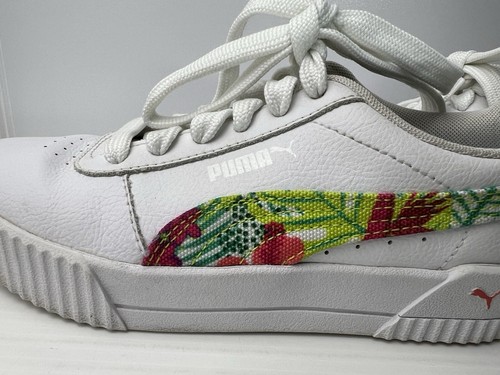 Puma- Girls White Floral Sneakers Shoes Chunky Sole-Size UK 3 US 4C EUR 35.5 - Picture 2 of 13