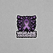 Migraine Awareness Sticker Purple Ribbon Butterflies Support Gift #4378