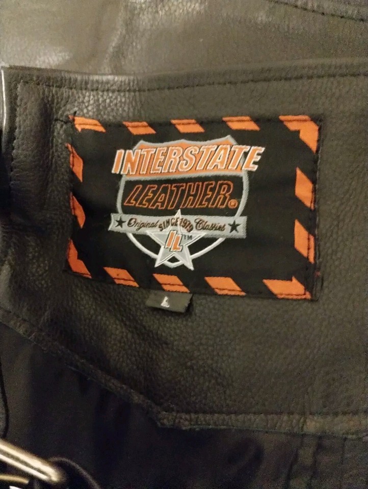 Interstate Classic Leather Original Chaps Size L Black Zipper Snaps