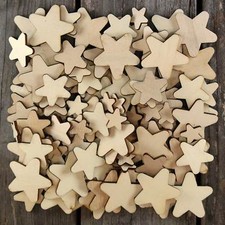 Over 100 Small Plain Wooden Rounded Stars Craft Shape 3mm Plywood 2-4cm Size