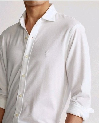 NWOT Polo Ralph Lauren White Logo Knit Pique Oxford Shirt Sz XXL Textured Cotton