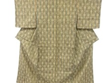 7314952: JAPANESE KIMONO / ANTIQUE KIMONO / TSUMUGI / WOVEN KASURI PATTERN