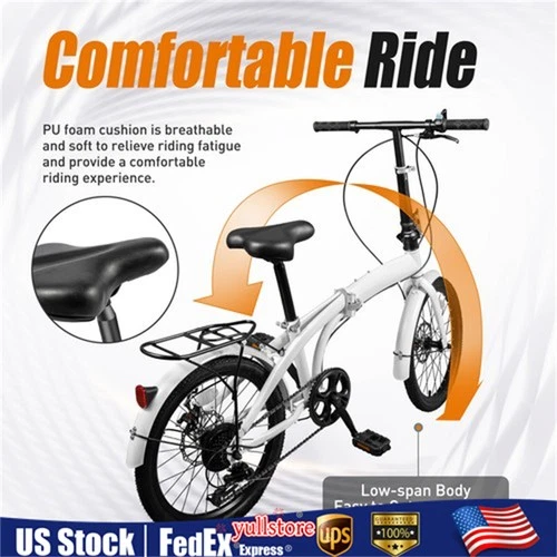 20 inch Folding Bike with 7 Speed Gears Foldable Bicycle Adjustable Seat SALE!