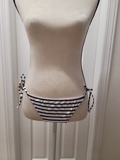 J.CREW WOMEN'S BIKINI BOTTOM WHITE-NAVY CLASSIC STRIPE SIDE KNOTS Sz.M NWT
