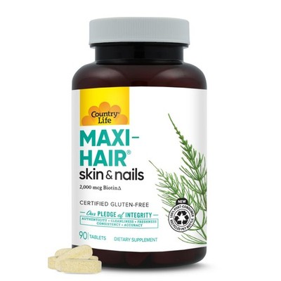 Country Life Maxi-Hair Supplement - 2000mcg Biotin & Vitamins for Hair, Skin & N