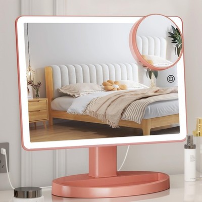 Large Lighted Vanity Makeup Mirror, 14.56 in x 8.97 in, 88 LED, 360 Rotation ...