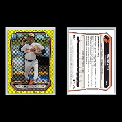 2026 Topps Bowman 1st Esteban Mejia #BCP-79 Yellow X-Fractor /75 Orioles