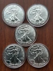 Lot of 5 – 2016 American Silver Eagle Dollar 1 oz .999 Silver BU Capsules
