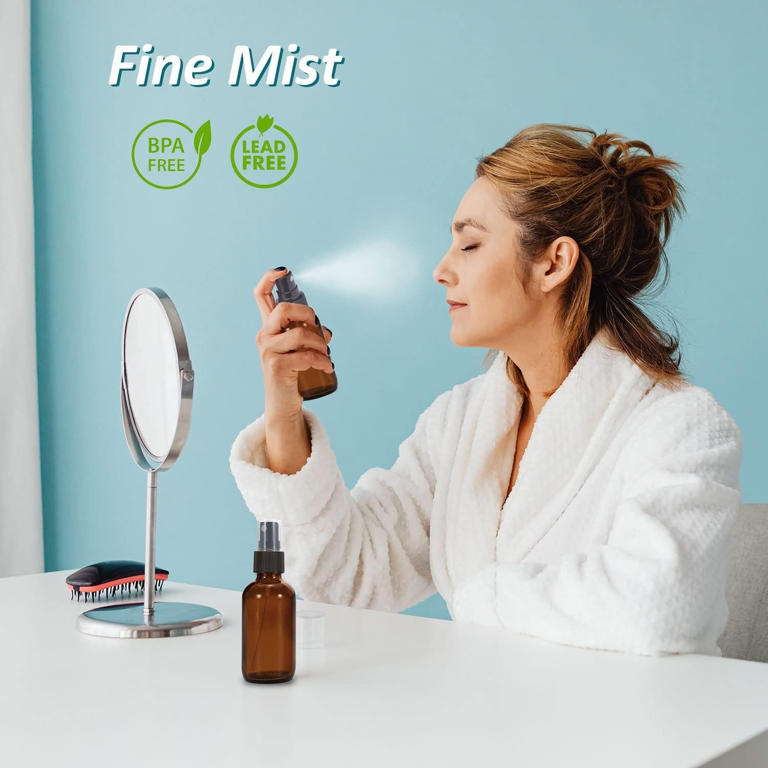 4 oz Amber Glass Spray Bottles for Essential Oils, Small 4oz-2pack,