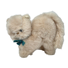 10" VINTAGE 1982 GUND TAN KITTY CAT STUFFED ANIMAL PLUSH TOY GREEN  BLUE BOW