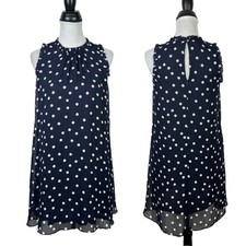 Tommy Hilfiger 6 Navy White Polka Dot Sleeveless Knee Length A-line Shift Dress