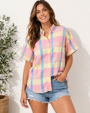 Vintage 90s Esprit Sport Pastel Plaid Button ...