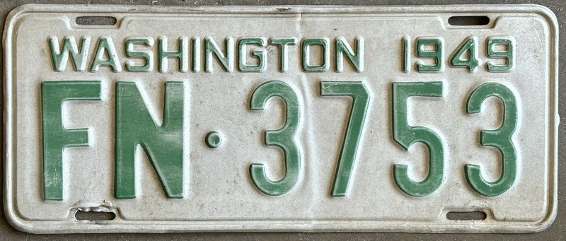 1949 Original Washington License Plate Franklin County