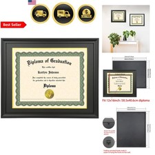Diploma Frame Solid Wood Black 12x16 or 16x20 Wall Certificate Display